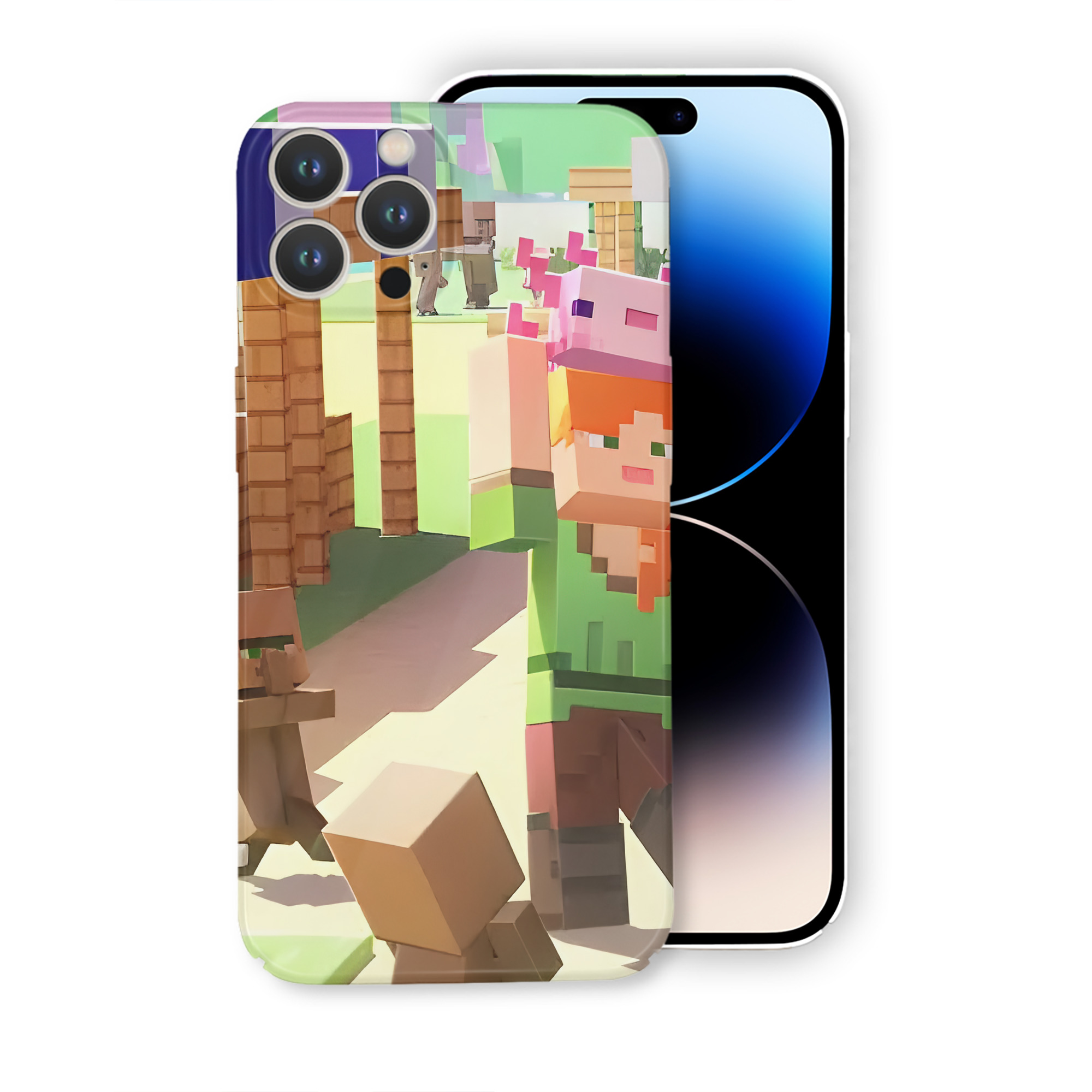 （画像用） マインクラフト ブロックの世界 Minecraft MC Block world 【iPhone 14シリーズ対応】ハードケース